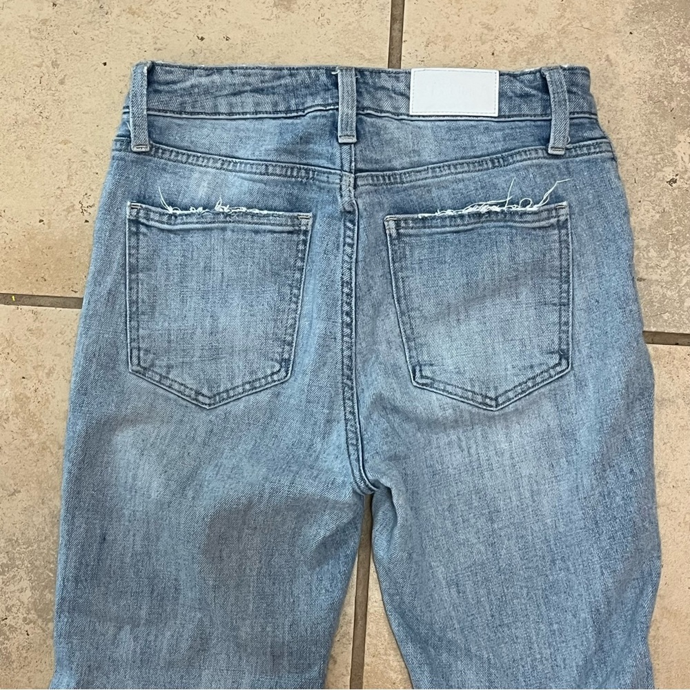 Pistola Straight Leg Jeans Size 26 Light Wash Mid Rise Y2K Distressed Denim - Picture 7 of 10